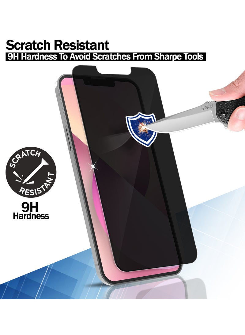RKINC Screen Protector [2-Pack] for iPhone 16E, 13, 13 Pro, 14, Privacy Tempered Glass Film Screen Protector, [Anti Spy][Anti-Scratch][Bubble-Free] - Image 3